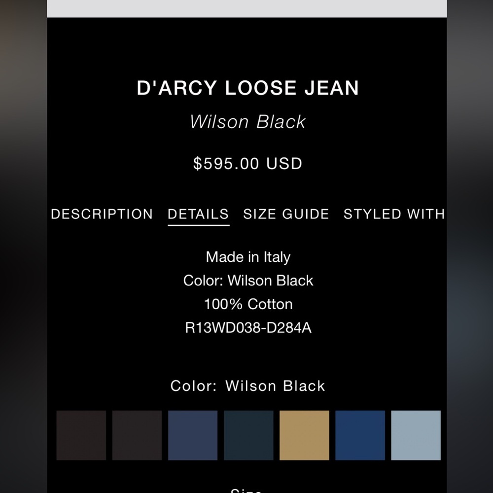 R13 D’Arcy Loose Jean in Wilson Black - Picture 2 of 11